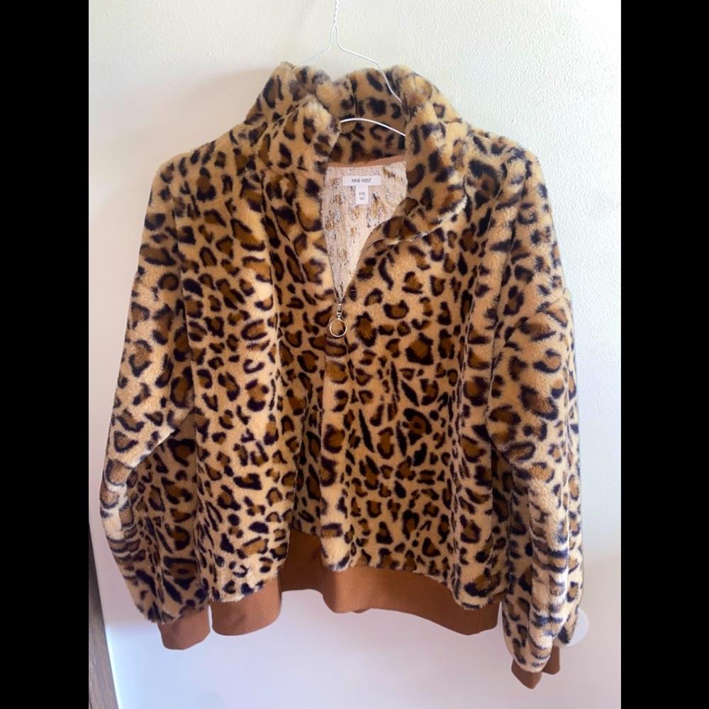Nine West cheetah print quarterzip